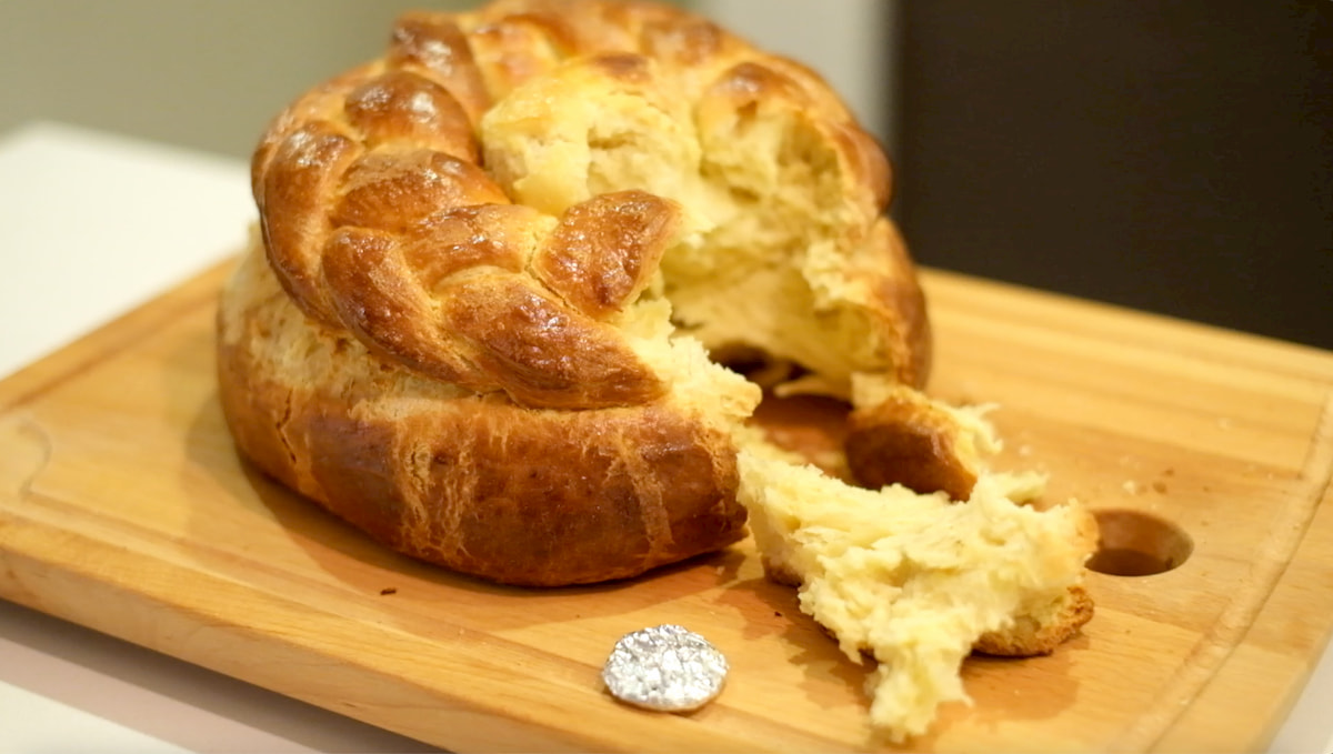 Serbian Christmas Bread with coin